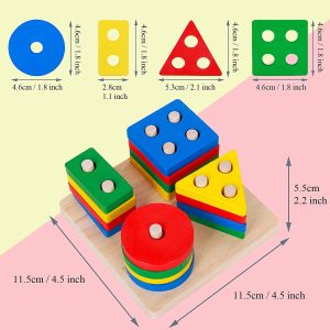 Wooden Sorting Stacking Toys for Toddlers 3