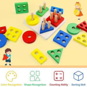 Wooden Sorting Stacking Toys for Toddlers 4