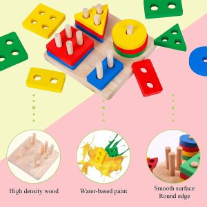 Wooden Sorting Stacking Toys for Toddlers 5