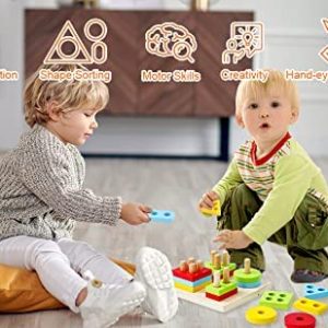 Wooden Sorting Stacking Toys for Toddlers 6